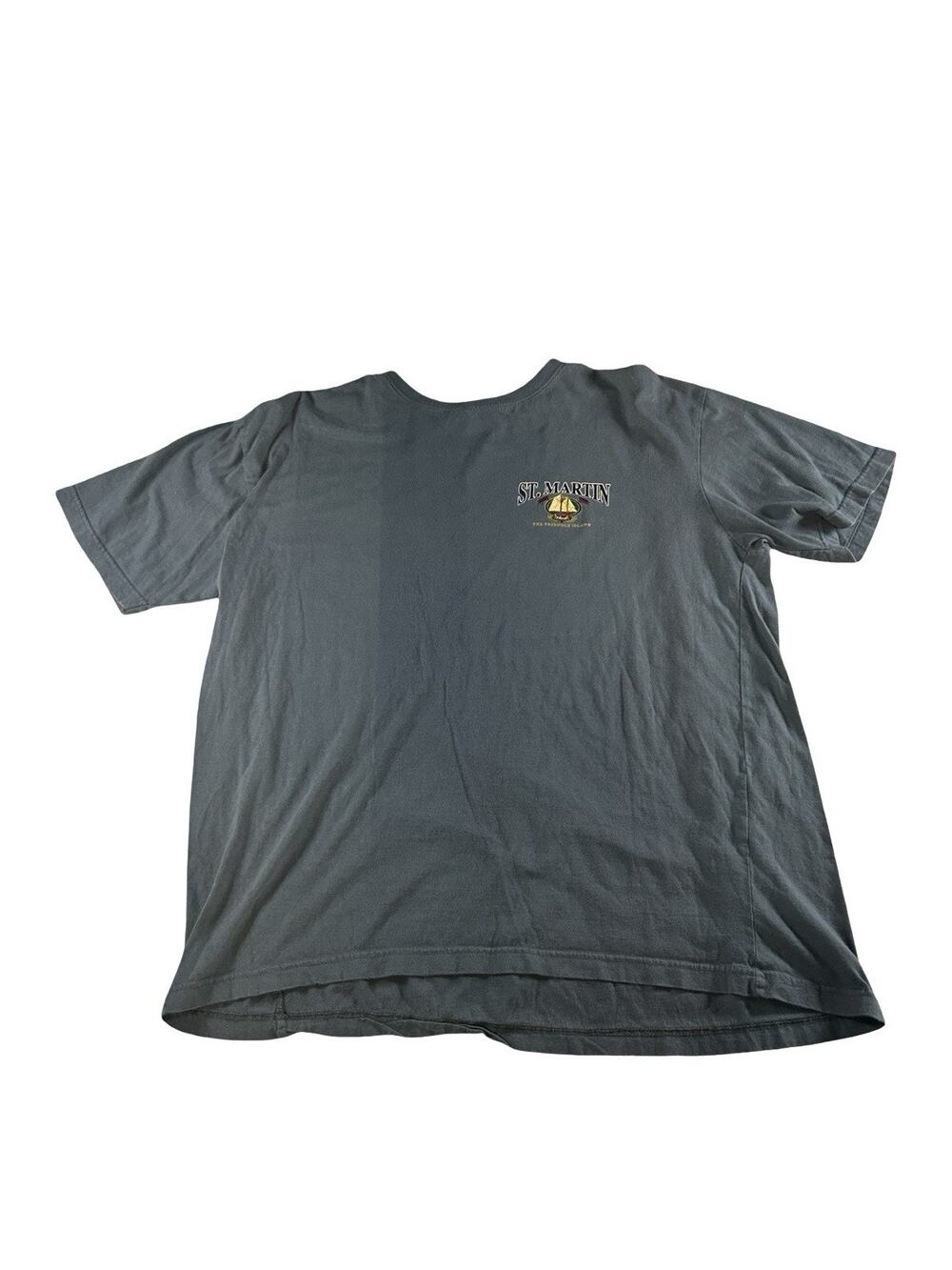 Island Dreams St. Martin Sailboat Graphic T Shirt Gray Tourist Souvenir Men’s XL